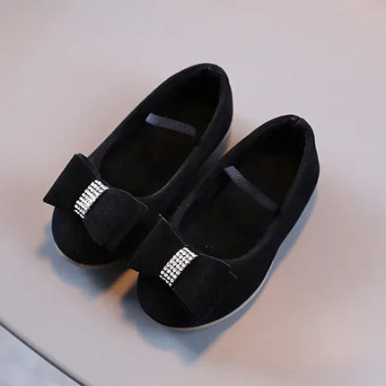 Little Girl Leather Shoes Simple Fashion Children Princess Shoes Solid Color Flats Causal Kids Versatile Bowtie Loafers Moccasin
