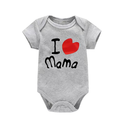 "I Love Mama & Papa" Letter Print Baby Boys Girls Romper Short Sleeve Infant Jumpsuit Clothing Newborn Costume