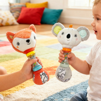 Fox & Koala Hand Rattle Toy for Kids,Enhances Grip & Motor Skills,Perfect for Tummy Time,Birthday& Holiday Gift for Baby