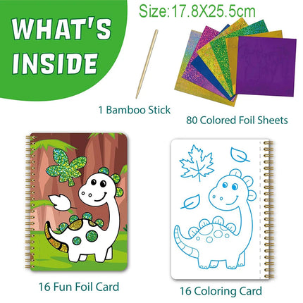 Kids Fun Foil Art Set Montessori Drawing Toy Animal Colouring Book Kindergarten DIY Crafts Creative Activity Toys Christmas Gift