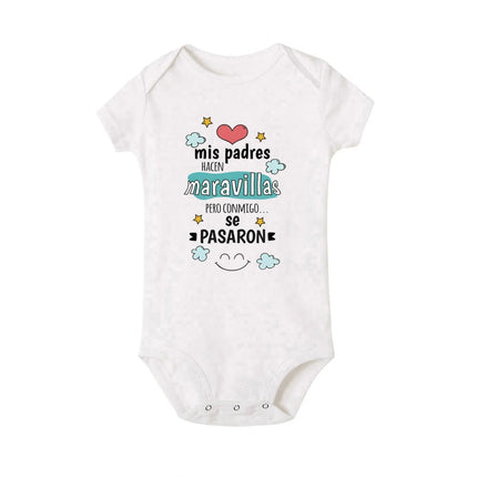 My Parents Do Wonders But They Went Too Far with Me Print Baby Romper Funny Newborn Bodysuit Infant Short Sleeve Outfit Jumpsuit