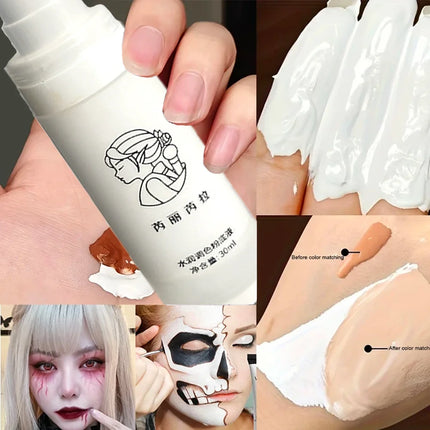 Pure White Liquid Foundation – Mixable Tone Adjuster for COS & Daily Makeup, Long-Lasting Brightening Base, Waterproof, Unisex
