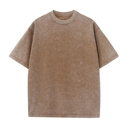 Summer fashion men's washed T-shirt cotton retro faded unisex basic T-shirt short-sleeved loose sports top