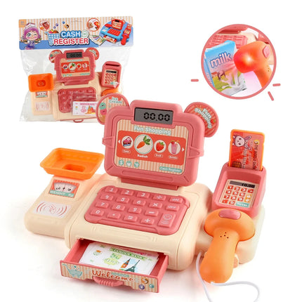 Cash Register Toy Simulation Supermarket Cash Register Toys Set With Lighting Sound Effects Calculation Checkout Early Education