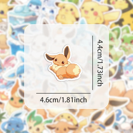 10/60PCS Cute Eevee Graffiti Stickers Pokémon Exquisite Fashion DIY Toys for Bottle Scrapbook Travel Bag Aesthetic Decals