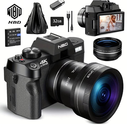 NBD Compact Digital Photography Camera4K Wireless Network Camera Retro Vlog Recorder YouTube 48MP Camera 3"flip Screen