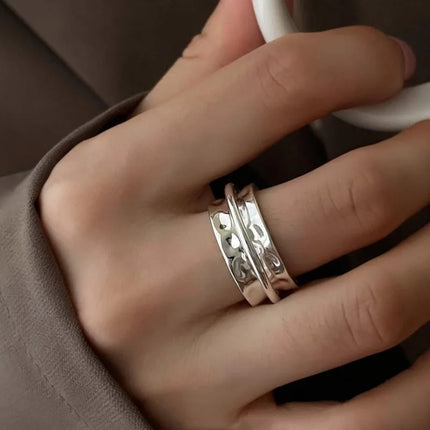 925 Sterling Silver Open Finger Ring Punk Heart Irregular Geometric Stackable For Women Girl Jewelry Gift Dropship Wholesale