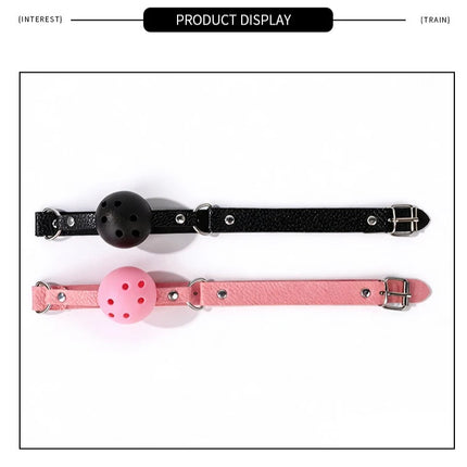 2 Colors Faux Leather Mouth Gag Adjustable Plastic Ball Adult Flirting Fetish Roleplay Game Props Couples BDSM Bondage Sex Toys