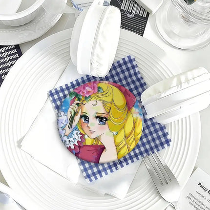 manga art anime Rose of v-Versailles Lady Oscar round Badge Laser Style Peripheral Lapel Pins Goods Tinplate Brooch﻿ bag decor