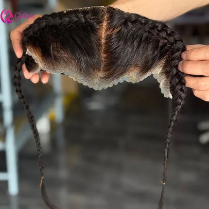 High Quality 12 Inch Ear To Ear Braided Hairpiece Bleached Knot Full 13x4 Lace Frontal Human Hair Extension Easy To Wear Natural