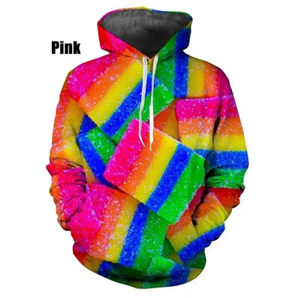 Candy Sugar Graphic Pop Hoodies For Men 3D Sweets Printed Unisex Couple Sweatshirts Kid Cute Pullovers Women Y2k Harajuku Hoodie