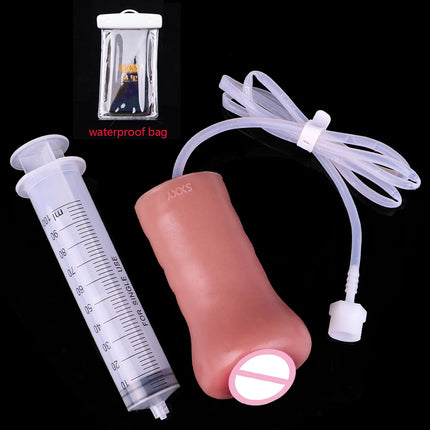 FAAK Soft Silicone Squirting Pocket Pussy Stroker Ejaculation Male Masturbator Realistic Vagina Clit  Anal Sex Toys For Men