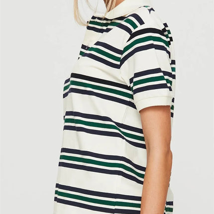 Women Summer Basic T-Shirt Casual Striped Print Lapel Short Sleeve Tops For Streetwear Aesthetic Grunge Clothes Hot Sale S-XL