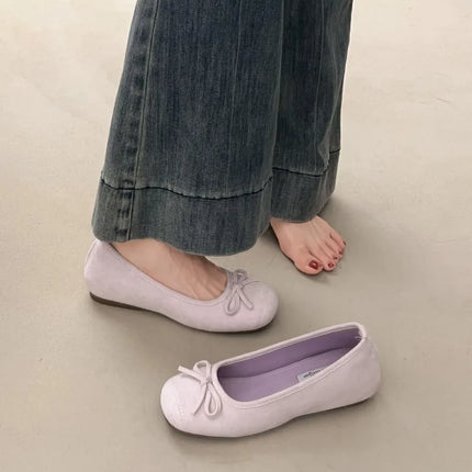 Spring Autumn Internal Elevation Women Mary Jane Shoes Ladies Outdoor Comfort Slip On Women's Butterfly-knot Ballet Shoes