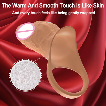 Vibrating Penis Sleeve Cock Ring G Spot Stimulate Sex Toys for Men 10 Vibration Modes Erection Trainer Delay Ejaculation Sex Toy