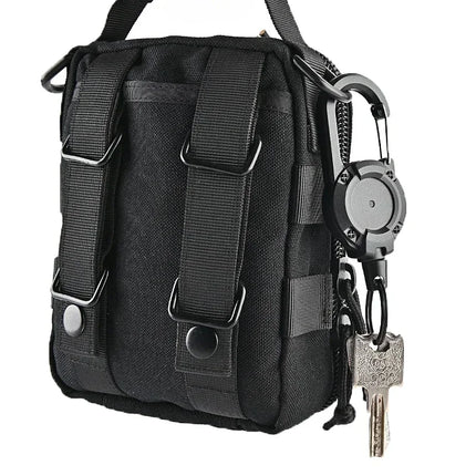Retractable Heavy Duty Pull Reel Carabiner Key Chains Strong Steel Wire Rope Buckle Spring Key Ring Outdoor Sporty Keychain Tool