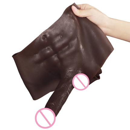 Huge brown Silicone Boxer shorts With Penis Dildo Male Masturbator Strap-on Solid Dildo Sex Toys For Men Women Gays Boxer Shorts