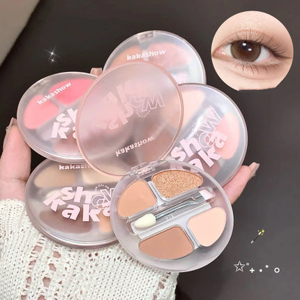 4 Colors Shimmer Matte Eyeshadow Palette Nude Rose Pink Glitter Pigment Eye Shadow Lasting Waterproof Makeup Palette with Brush