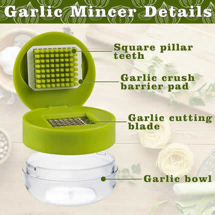 1pc Multifunctional Garlic Press Manual Mincer， ABS and Stainless Steel Garlic Slicer Handheld Ginger Masher with Storage Case
