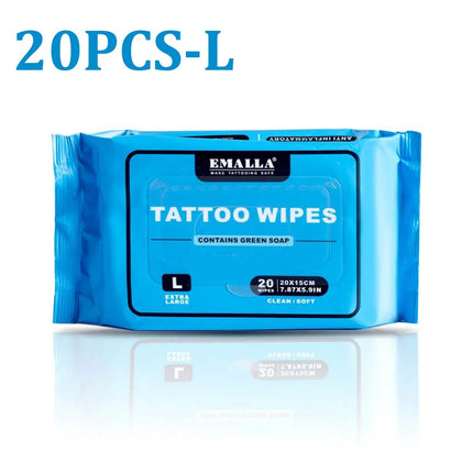 48/20pcs EMALLA Cleansing Green Soap Wipes All in One Solution Tattoo Wipes with Tattoo Green Soap Makeup Tattoo Accessories