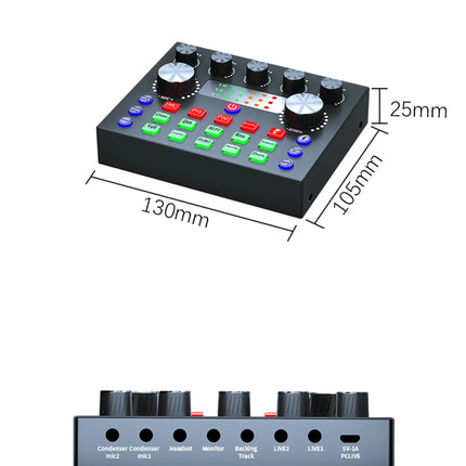 Live Sound Card Studio Record Soundcard Bluetooth Microphone Mixer Voice Changer Live Streaming Sound Mixer Podcast Karaoke Home