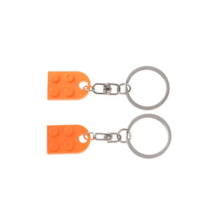 2Pcs Cute Love Heart Brick Keychain for Couples Friendship Women Men Girl Boy Lego Elements Key Ring Birthday Jewelry Gift