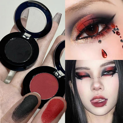 Punk Smoky Red Black Eye Shadow Palette Waterproof Gothic Matte Blue Eyeshadow Tray Women Halloween Eye Pigments Makeup Palette