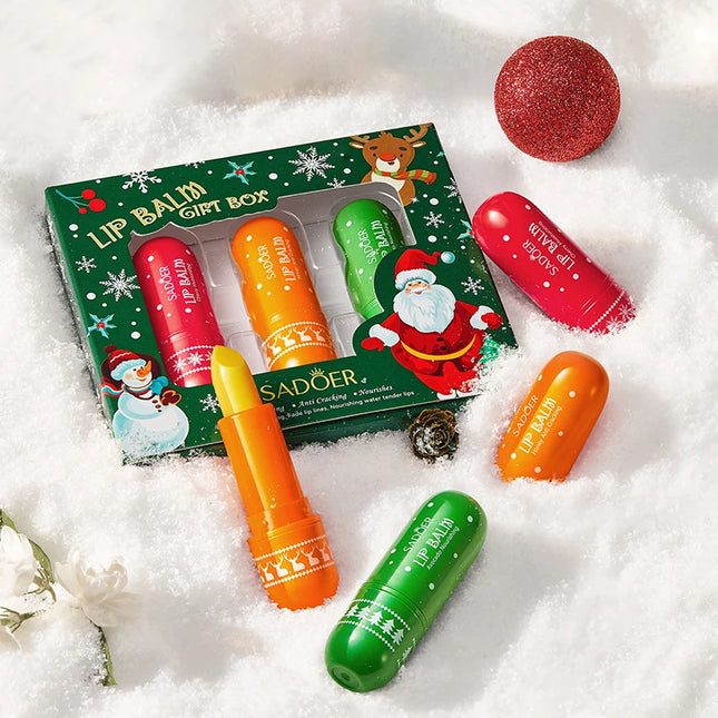 SADOER Christmas Moisturizing Lipstick Anti-Wrinkle Hydrating Repair Nourishing Plump Lips Lip Balm Lip Plumper Skin Care