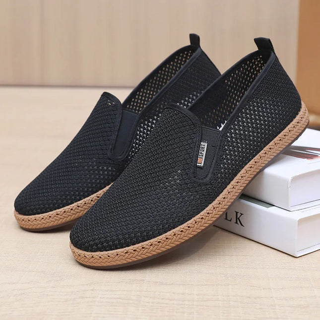 2025 Summer Men's Mesh Shoes, Hollow Breathable Lightweight Men's Fabric Shoes, Soft-soled Anti-slip Men's Shoes