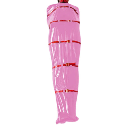 Shiny PVC Faux Leather Bondage Sack Wetlook Sleeveless Sleeping Bag Bodysuit Erotic Costumes Cosplay Jumpsuits Unisex Lingerie