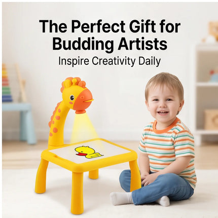 Drawing Projector for Kids, Little Deer Educational Toy, Battery Powered Table with Music, Creative Art Learning Gift For Kids