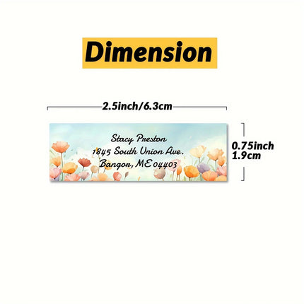 6.35*1.9CM  Custom Personalized Return Address Labels - 10 Styles Floral Designs,Self-Adhesive Stickers,Suit for Any Occassion