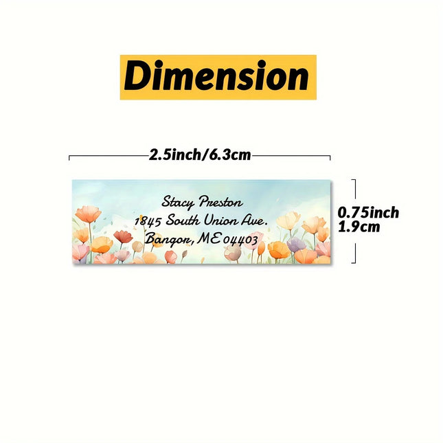 6.35*1.9CM  Custom Personalized Return Address Labels - 10 Styles Floral Designs,Self-Adhesive Stickers,Suit for Any Occassion