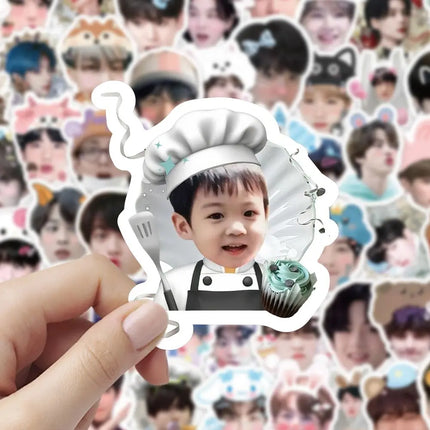 100pcs Kpop Korean Idol Cute Big Head Stickers Waterproof DIY Account Stickers Cute Cartoon Idol Sticker Fans Collection Gift