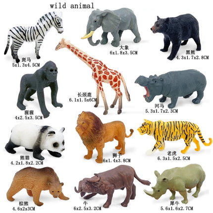 12pcs/set Wild Animals Toy Model Plastic Simulated Lion Giraffe Tiger Giraffe Panda Realistic Toys For Children Christmas Gifts