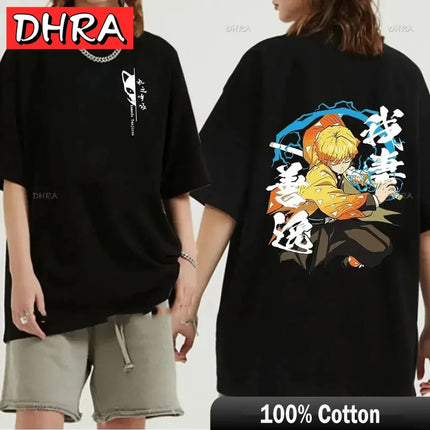 Japanese Anime Demon Slayer Graphic Zenitsu Shinobu T-Shirt Fashion Tanjiro Inosuke Zenitsu Womens T Shirt Men Tees Nezuko Tops