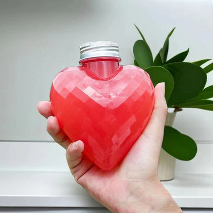 10Pcs 300ml Plastic Heart Shape Bottles For Drinks Storage Containers Drinking Water Bottles Plastic Water Bottle With Lids Caps
