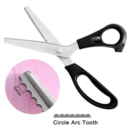 23.5cm Pinking Shears Handled Professional Stainless Steel Dressmaking Sewing Craft Scissors Zig Zag Fabric Decorative Edge Tool
