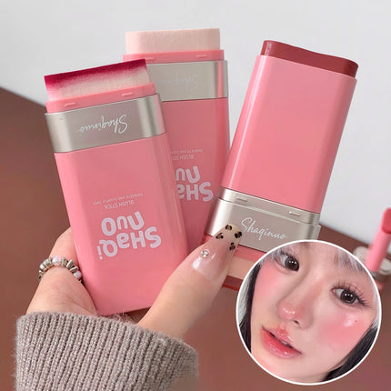 SHAQINUO Large-capacity High Color Rotating Blush Cream Stick 13g Moisturing Natural Long-lasting Waterproof Non-Removing Blush