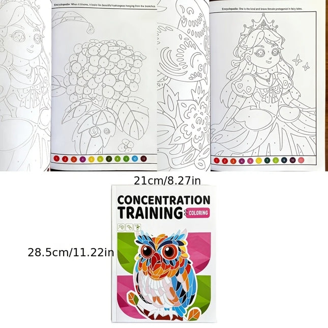 Interactive Activity Coloring Book, Children's Fun Coloring Book 48 Pages of Colorful Pages, Animal, Figure, Architecture Themes