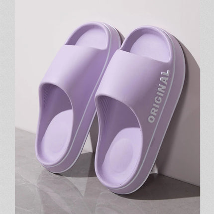 Feslishoet Women Letter Slippers Beach Slides Solid Color Mens Thick Sole Indoor Bathroom Anti Slip Shoes Summer Couple Sandals