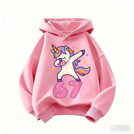 Autumn SIX SEVEN 67 Digit Print Children's Hoodies Boy Girl Casual Fashion Sport Pullover Kid Comfortable Fleece Sweatshirt