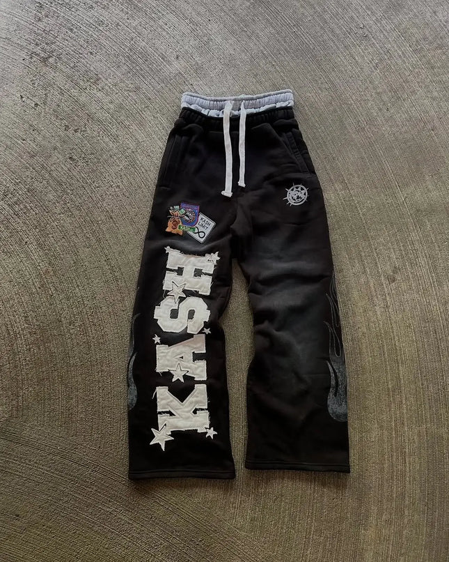 Y2K High Street Ins Trendy Brand Men's and Women's Loose Trendy Pants Straight Tube 2026 Embroidered Printed Casual Pants