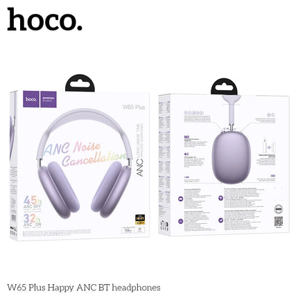 HOCO W65 Plus ANC Noise Reduction Bluetooth Headphones Over The Ear Wireless Big Earphone Hifi Sounds Sport Headsets With Button