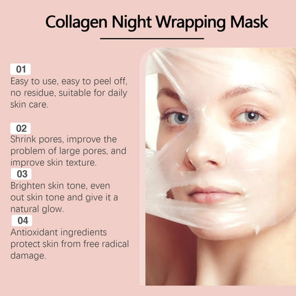 Korean Collagen Overnight Wrapping Peel Off Facial Mask, Collagen Night Wrapping Mask Deeply Hydrates Night Care Mask Cream 75ml