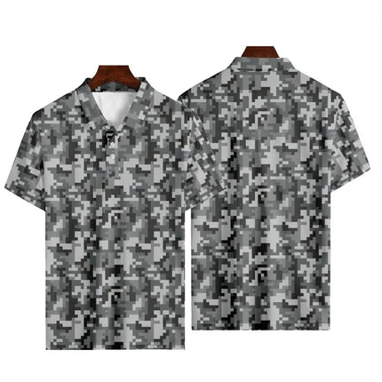 Camouflage Polo Shirt For Men Summer 3D Print Leaves Flower Short Sleeve Golf Polo Shirts Oversized Street Tops T Shirt