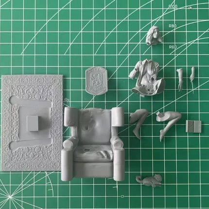 1/24 Scale DieCast Resin Figure Model Kit Wizardess on The Sofa Hobby Miniature Toys Unassembled Unpainted DIY Diorama