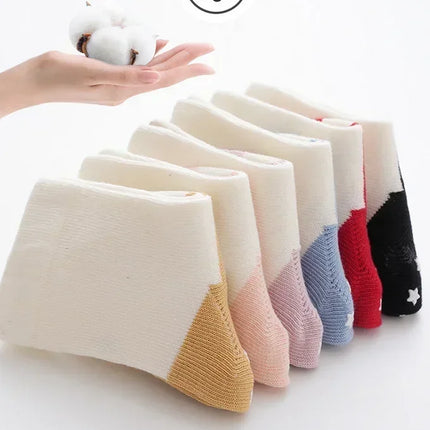 Korean New Baby Patchwork Anti-slip Rubber Floor Socks Cotton Breathable Newborn Infant Toddler Boys Girls Socks 0-5Y