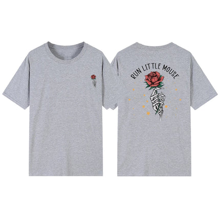 Run Little Mouse T-Shirt Haunting Adeline Tshirt Dark Romance Merch Women's Book Lover Gift Short Sleeve Rose Skeleton T Shirt