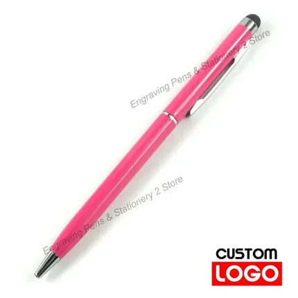 100 Pcs 13-color Metal 2-in-1 Stylus Universal Ballpoint Pen Custom Logo Text Engraving Office School Advertising Pen Wholesale